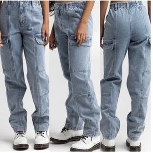 RSQ Paperbag Waist Cargo Jeans Zip Fly Jeans Womens Size 25